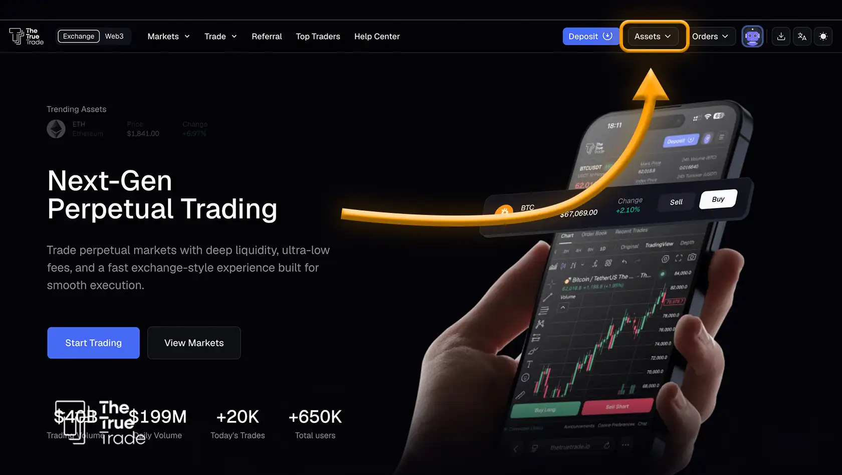 تسجيل الدخول إلى الموقع واختيار الأصول (ASSETS)
