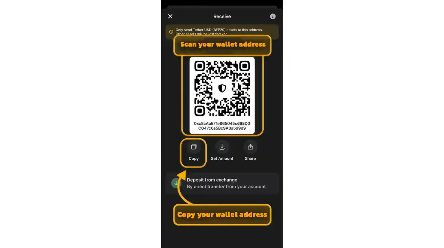 Copy your wallet address