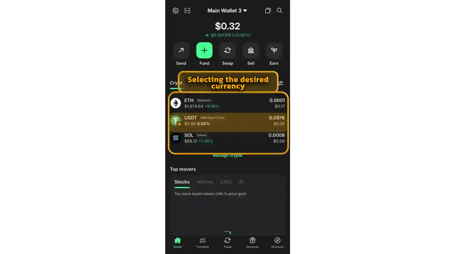 Enter the Amount and Crypto Type