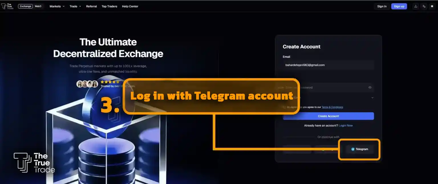 Log in with Telegram account