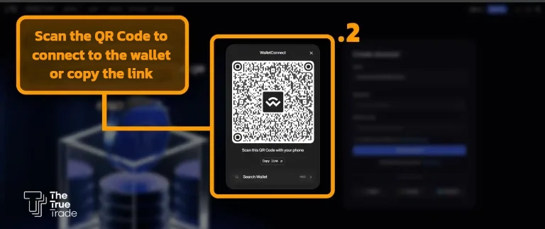 Scan the QR Code to connect to the wallet or copy the link