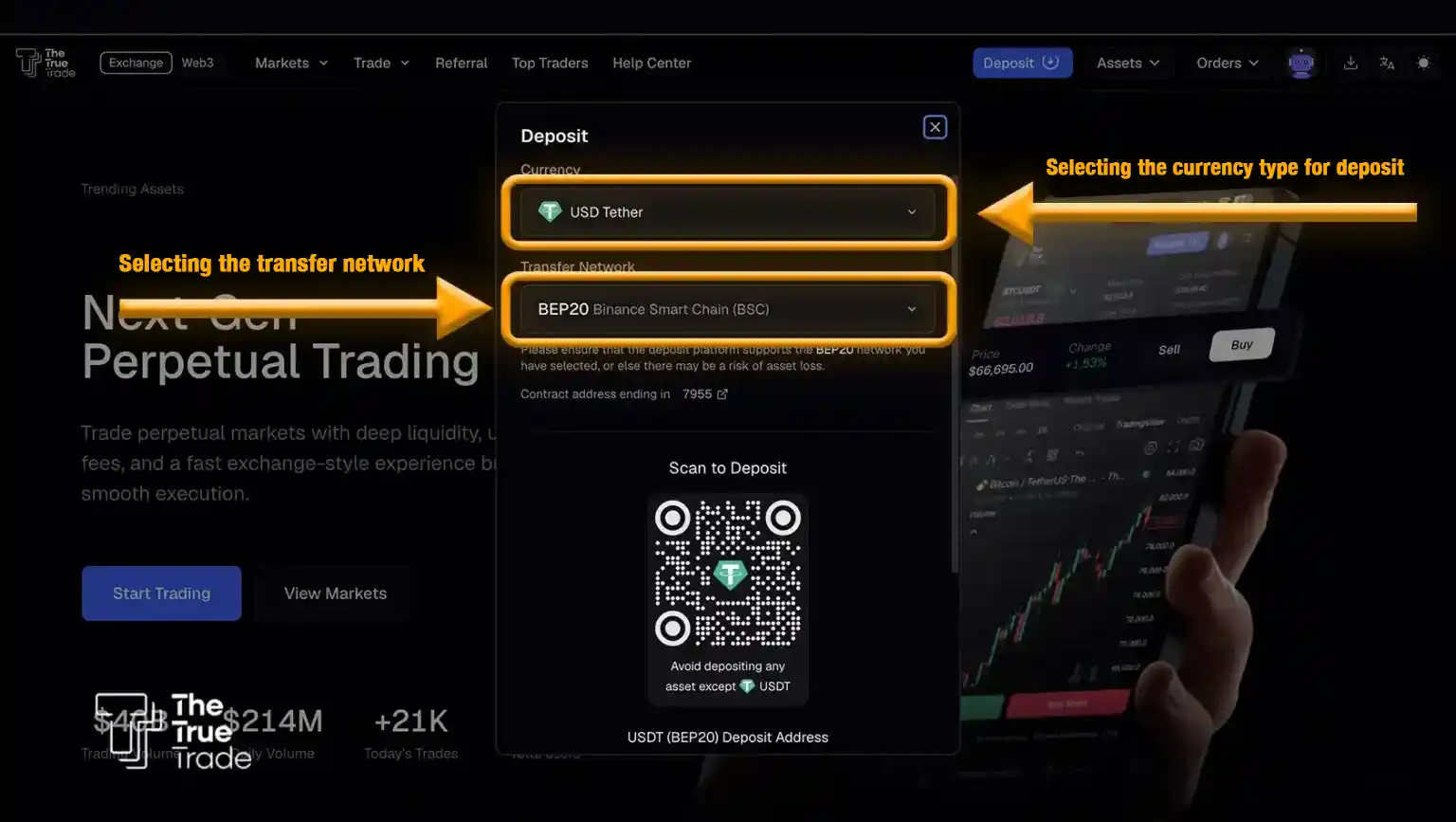 Select Cryptocurrency and Transfer Network