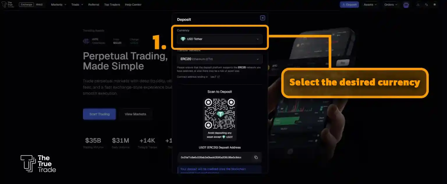 Select the desired currency