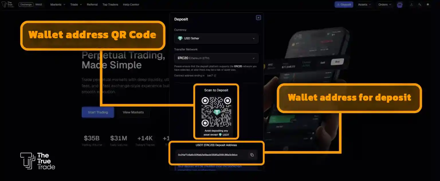 Wallet address for deposit