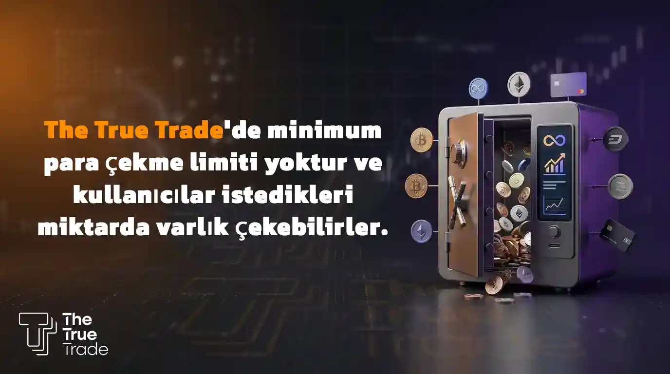 The True Trade'de minimum para çekme limiti yoktur ve kullanıcılar istedikleri miktarda varlık çekebilirler