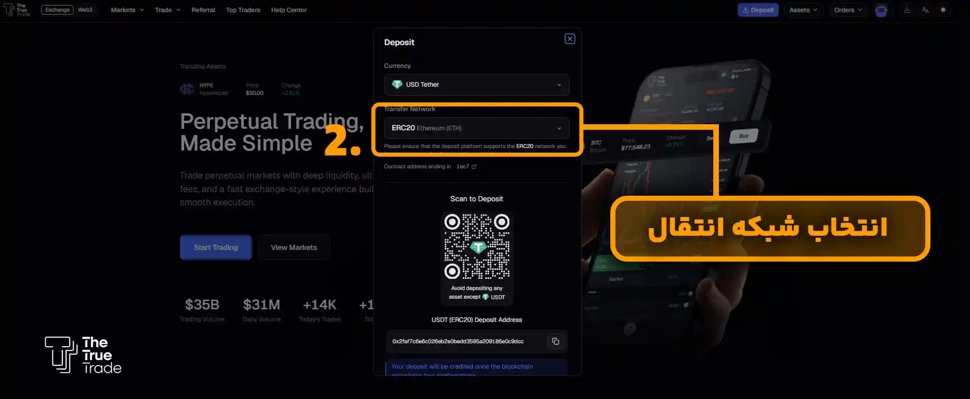 دپوزیت ارز دیجیتال در ترو ترید