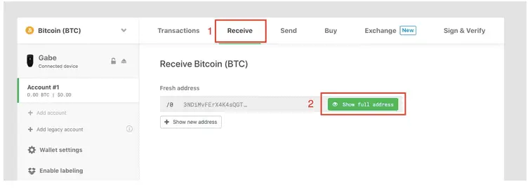 نحوه ارسال کوین از صرافی به Trezor Model T2